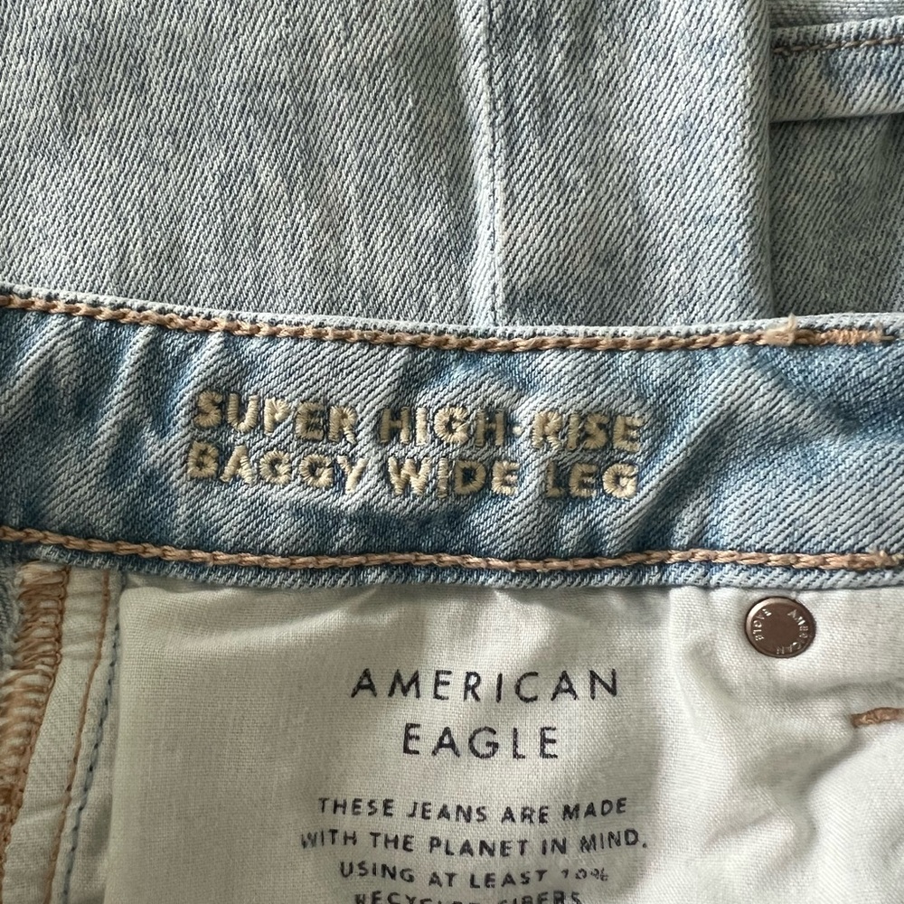 American Eagle super high-rise baggy Wide-Leg Jeans 6 short - Picture 5 of 6